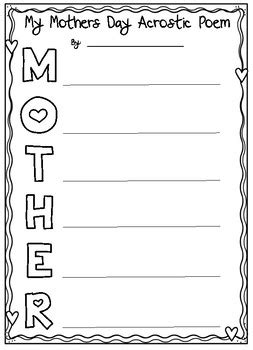 Mother Acrostic Poem Template